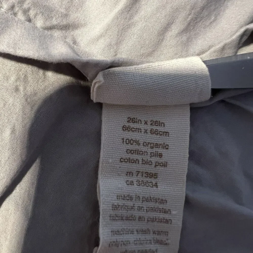West Elm Green Organic Cozy Cotton 26x26 Gray Textured Jacquard Pillow Cover